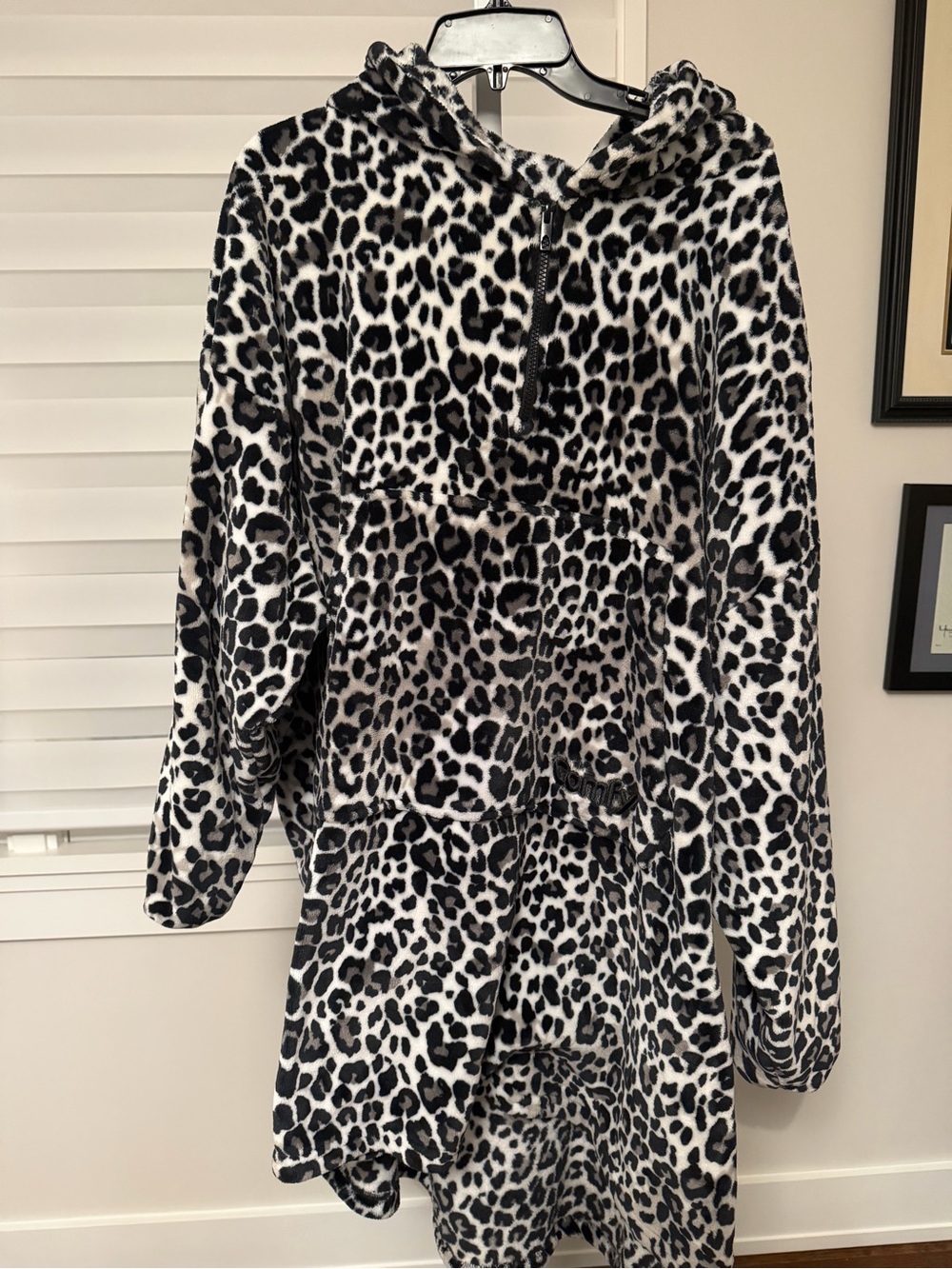 The Comfy Snow Leopard Quarter Zip with Hood